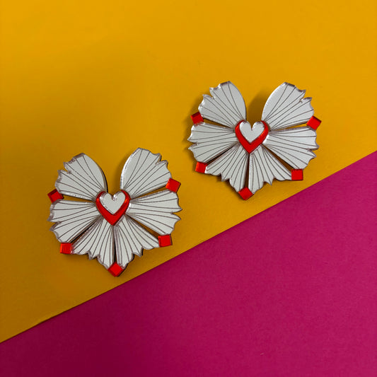 Moyo Earrings - Silver & Scarlet SAMPLE