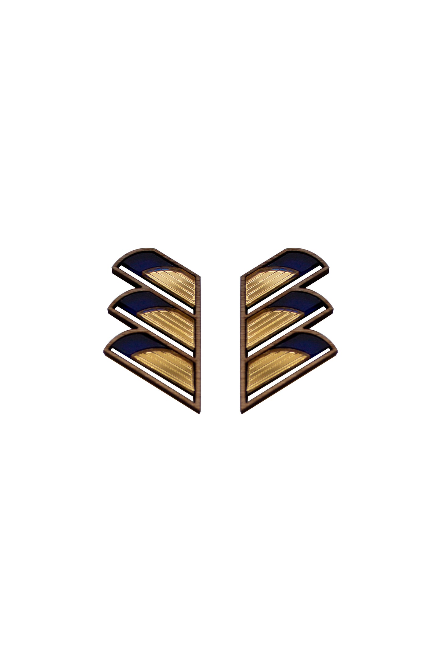 Serrated Balcony Earring - Navy