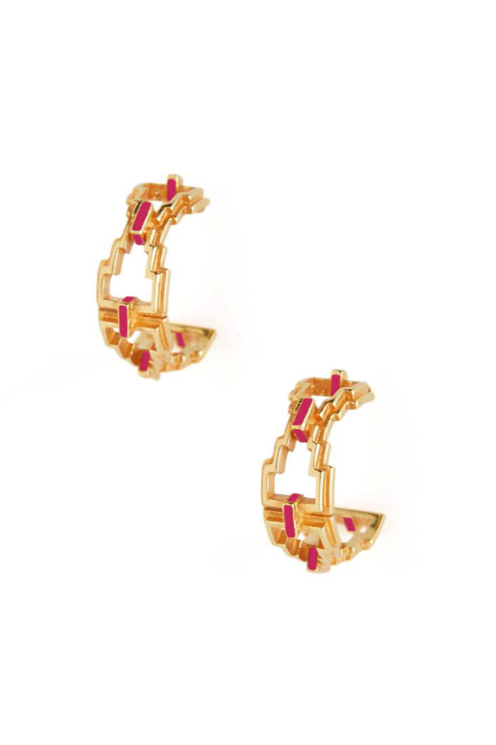 Mayan Hoops - Gold Fuchsia image 0