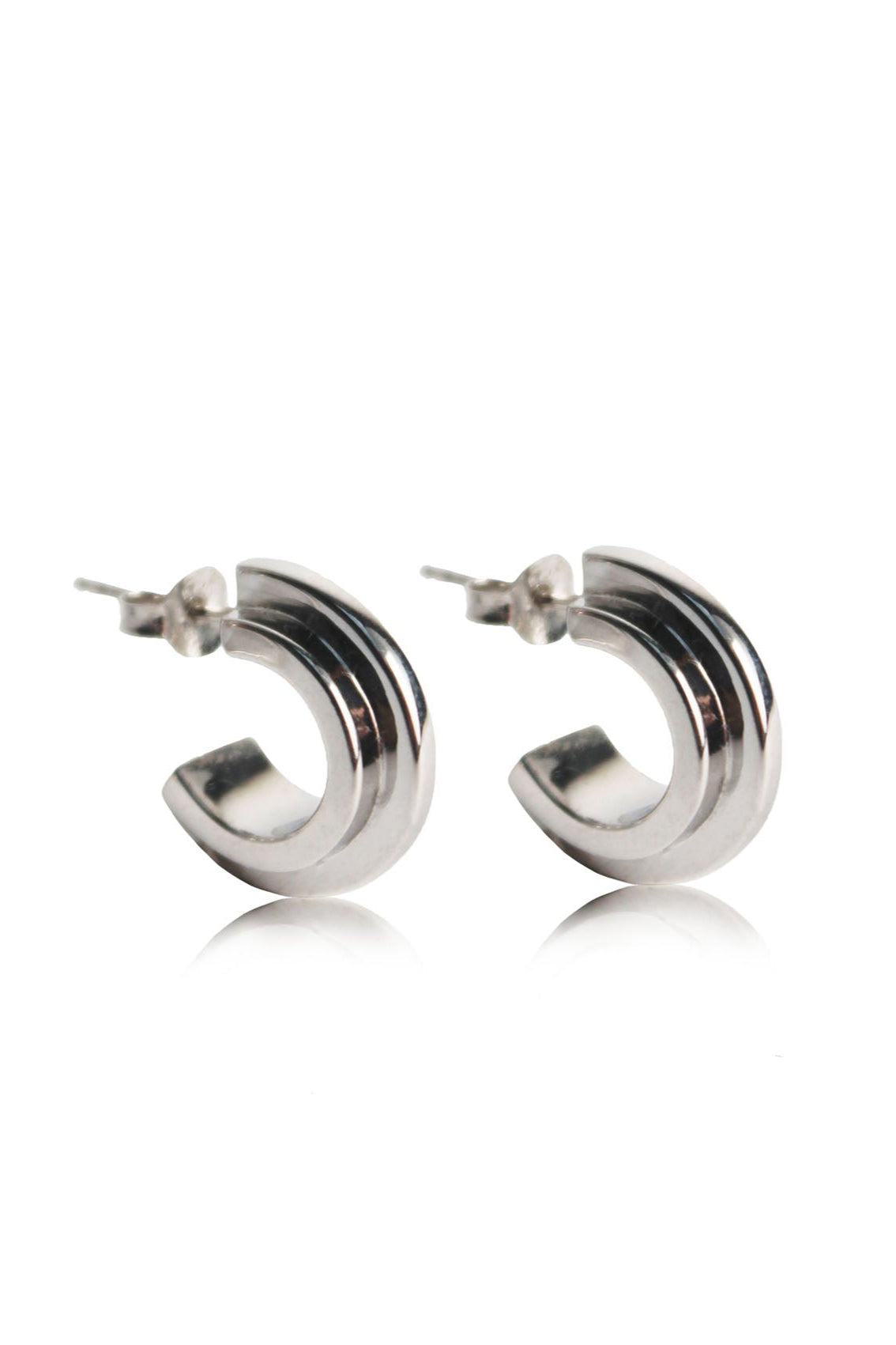 Double Arc Earrings - Silver image 0