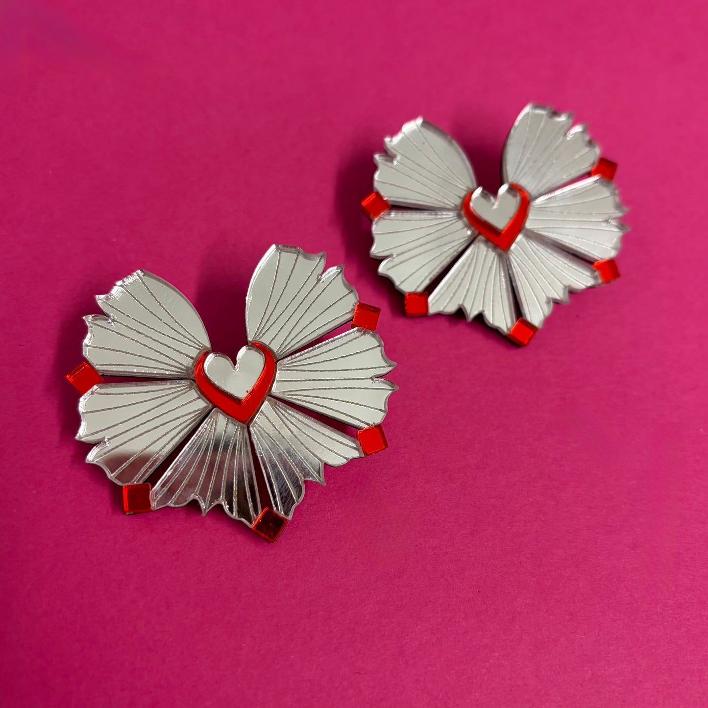 Moyo Earrings - Silver & Scarlet SAMPLE