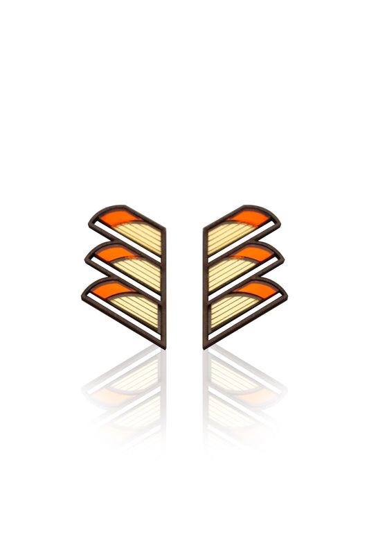 Serrated Balcony Earring - Orange image 0