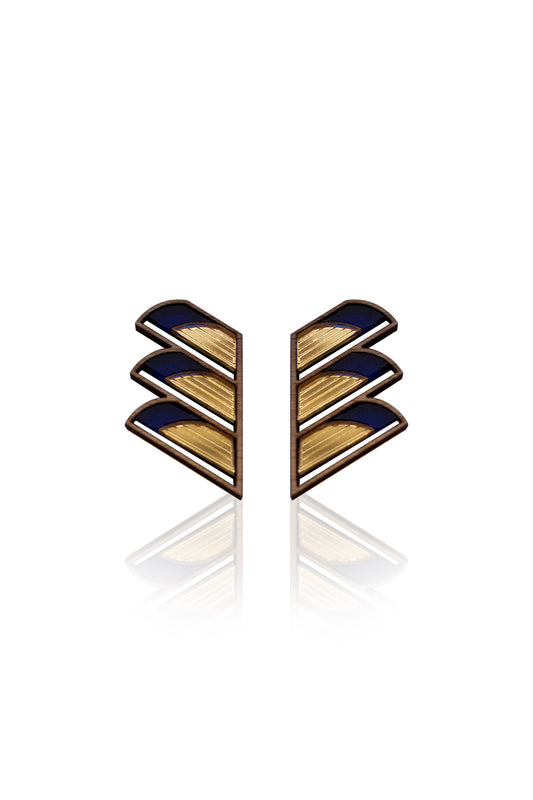 Serrated Balcony Earring - Navy image 0