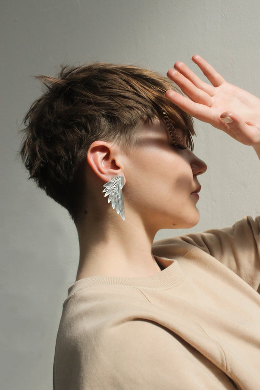 Wing Earrings - Silver image 1