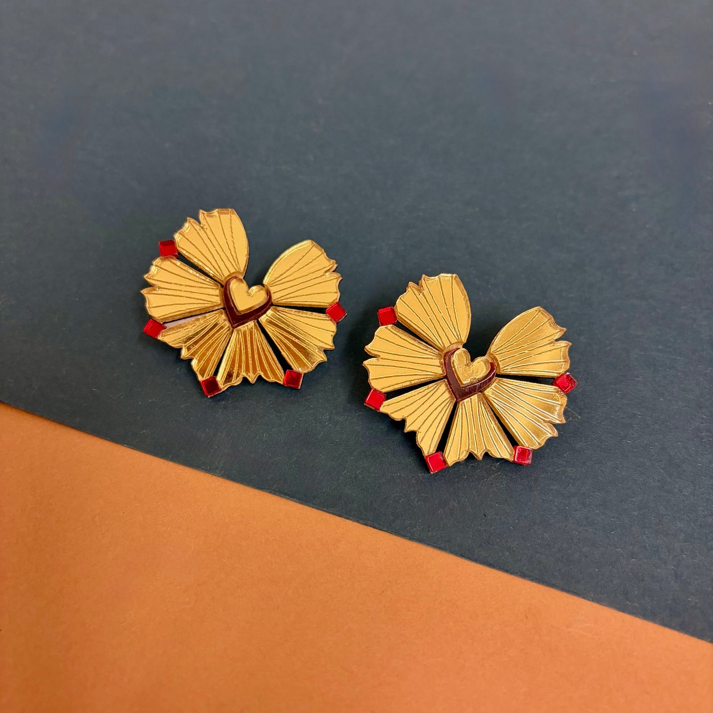 Moyo Earrings - Gold & Cherry SAMPLE