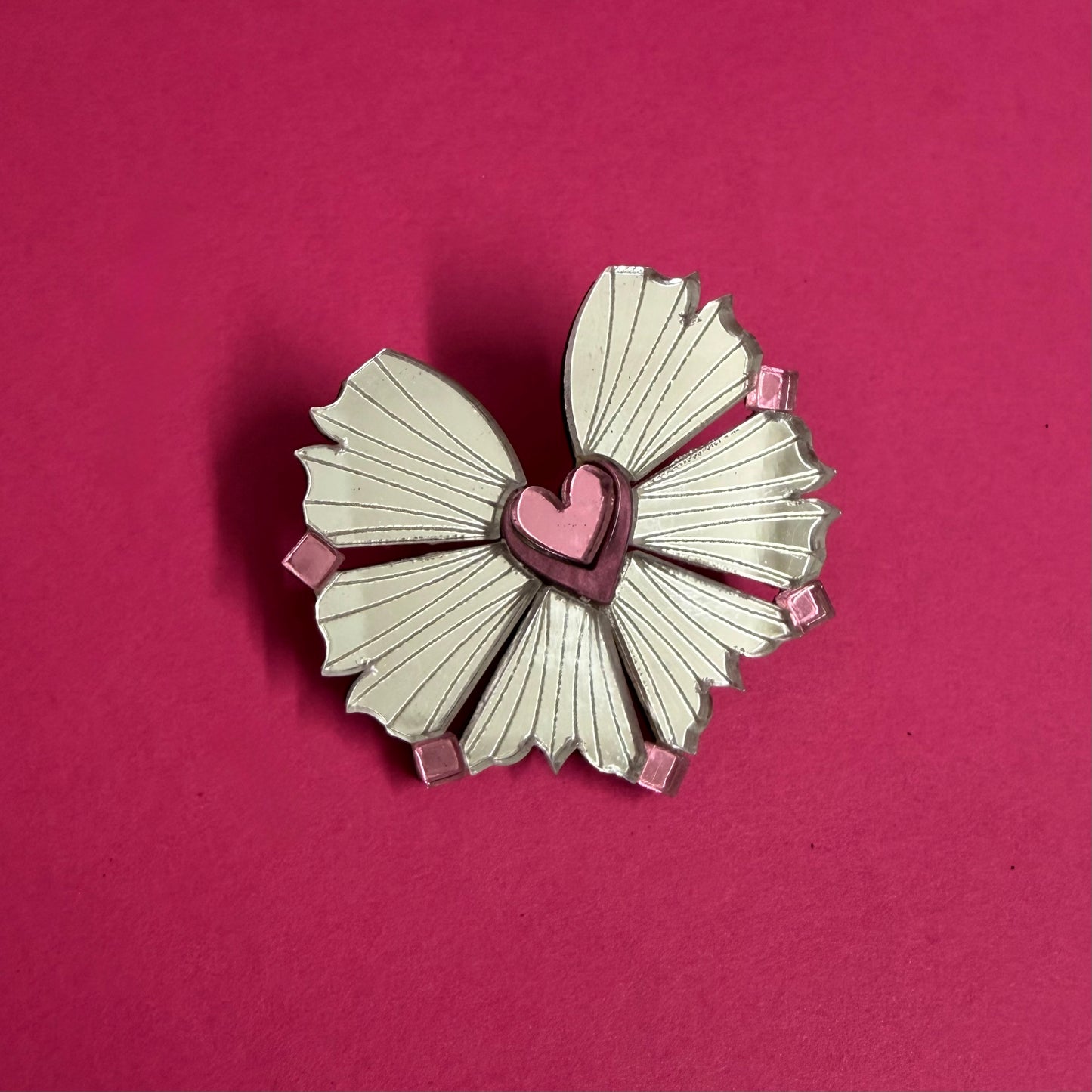Moyo Brooch - Silver & Rose SAMPLE