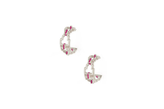 Mayan Hoops - Silver Fuchsia image 0