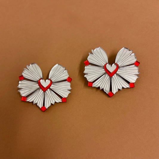 Moyo Earrings - Silver & Scarlet SAMPLE