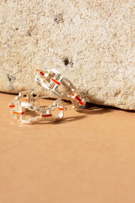 Mayan Hoops - Silver Tangerine image 1