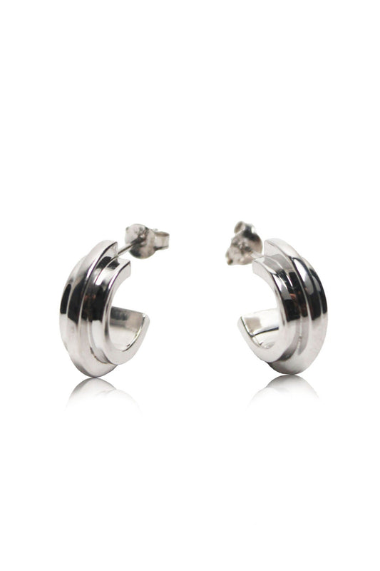 Double Arc Earrings - Silver image 1