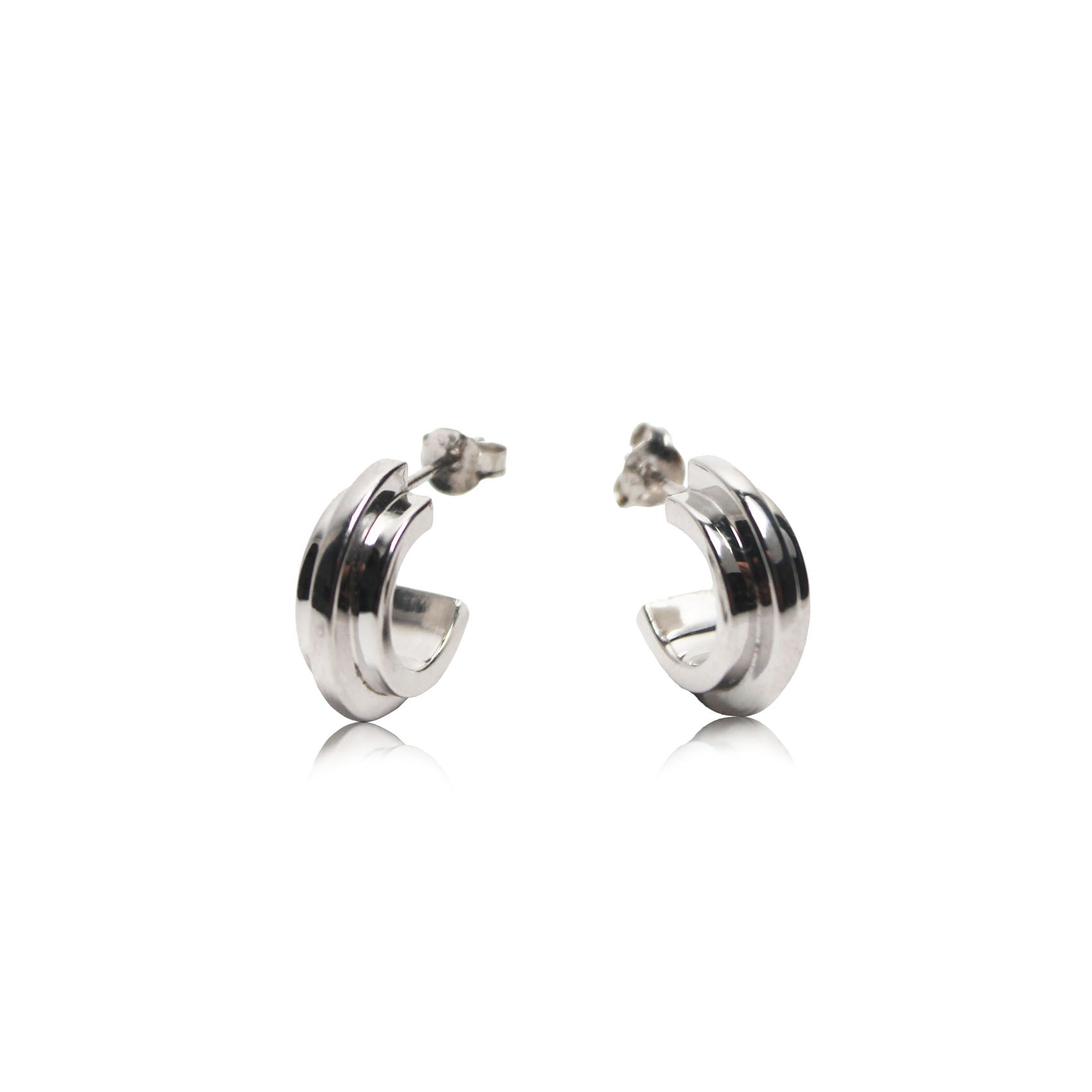 Double Arc Earrings - Silver image 1