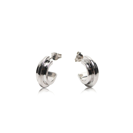 Double Arc Earrings - Silver image 1