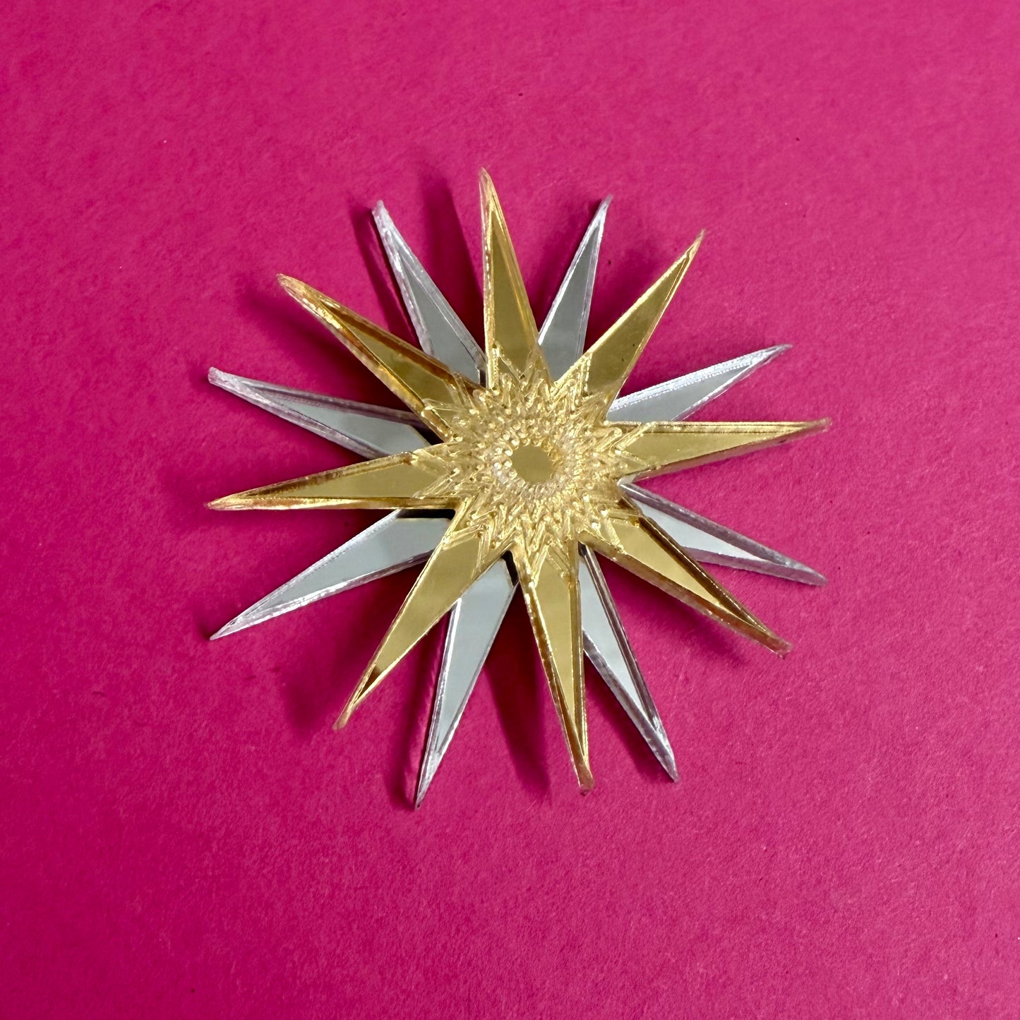 Etched Starburst Brooch - SAMPLE