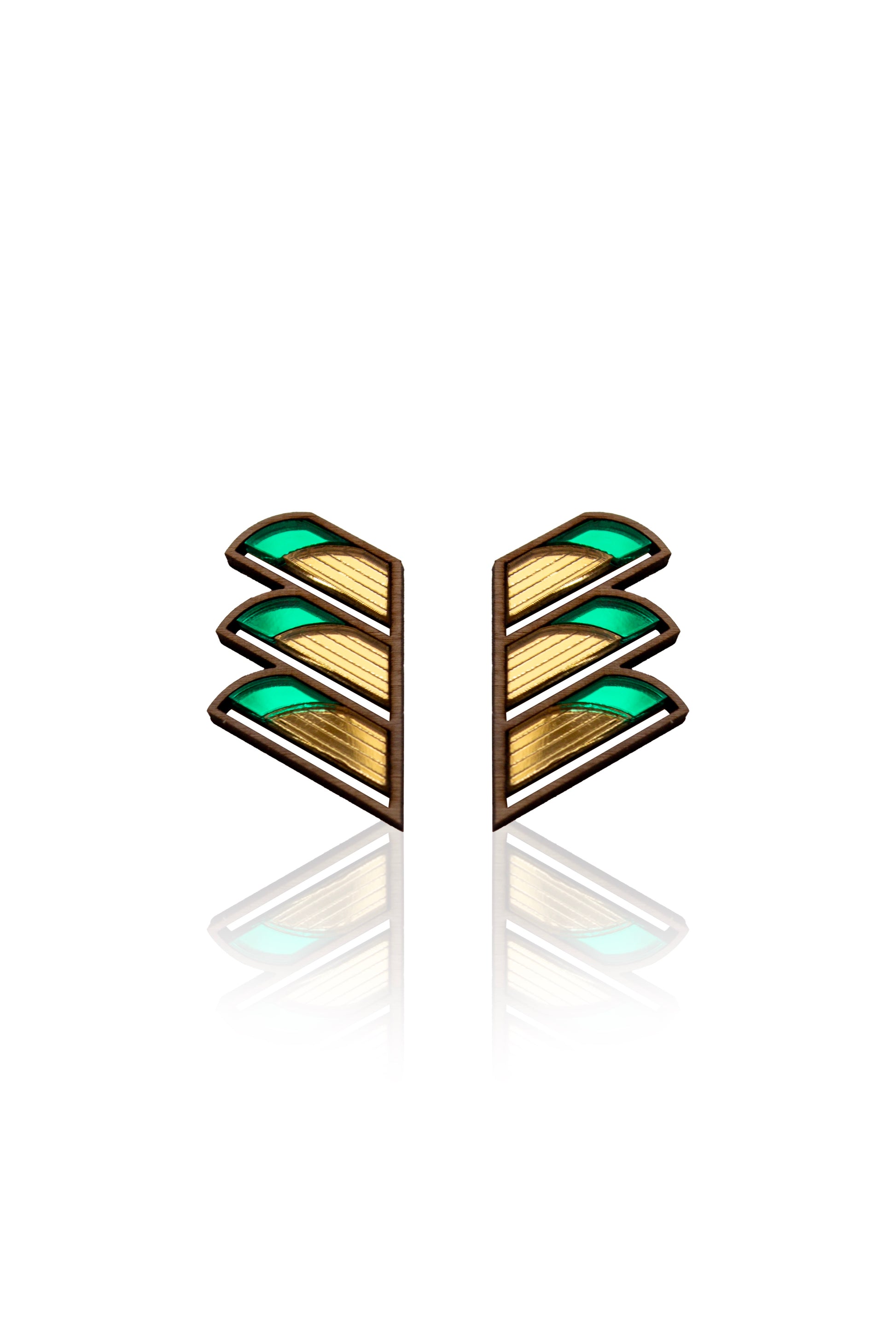 Serrated Balcony Earring - Green image 0