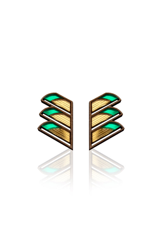 Serrated Balcony Earring - Green image 0