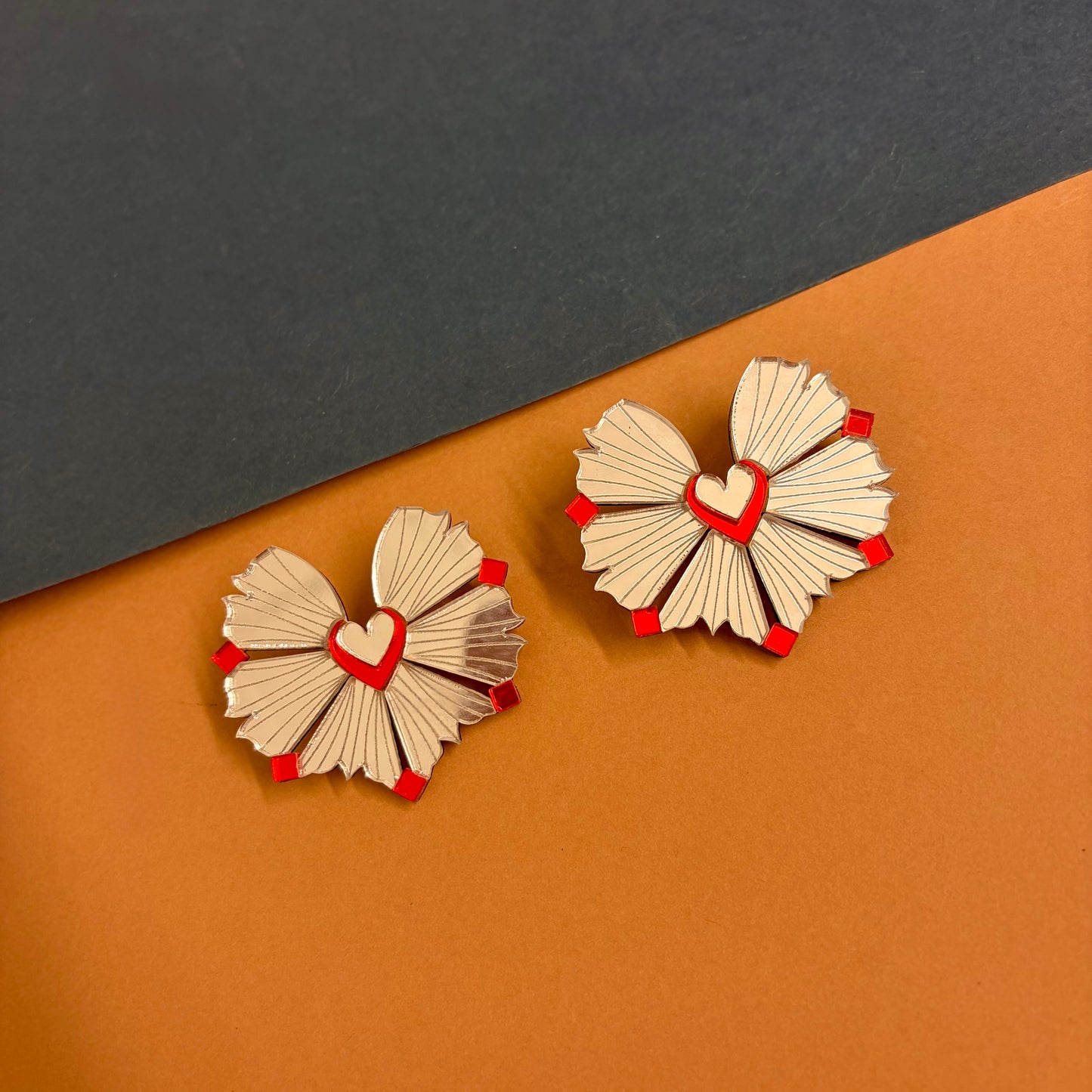 Moyo Earrings - Silver & Scarlet SAMPLE