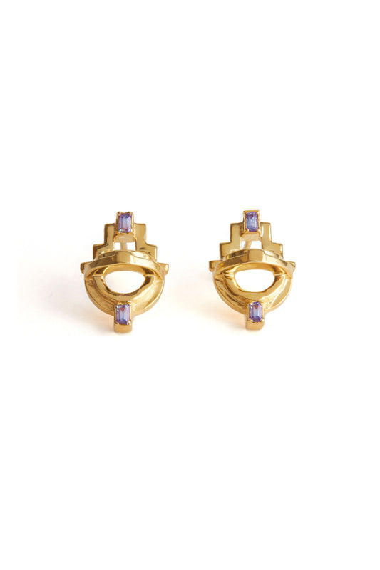 Ayah Earrings  - Gold Amethyst