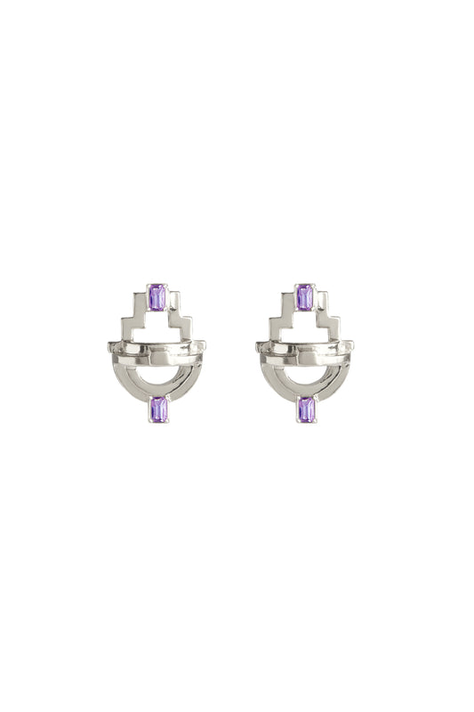 Ayah Earrings - Silver Amethyst