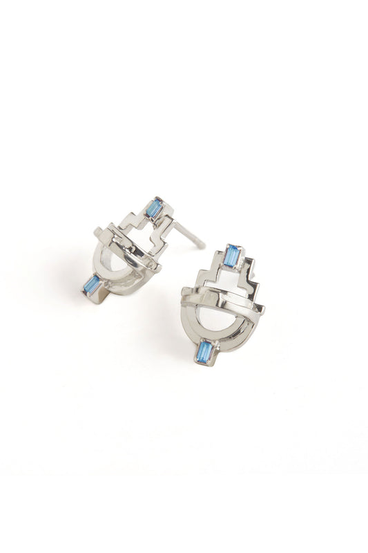 Ayah Earrings  - Silver Blue Topaz