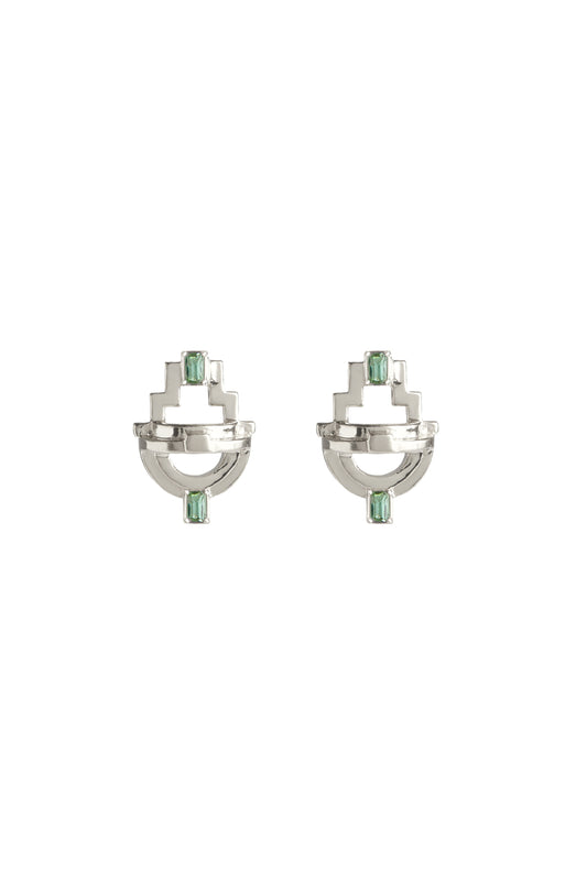 Ayah Earrings - Silver Green Tourmaline