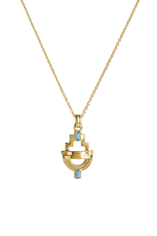 Ayah Necklace - Gold Blue Topaz