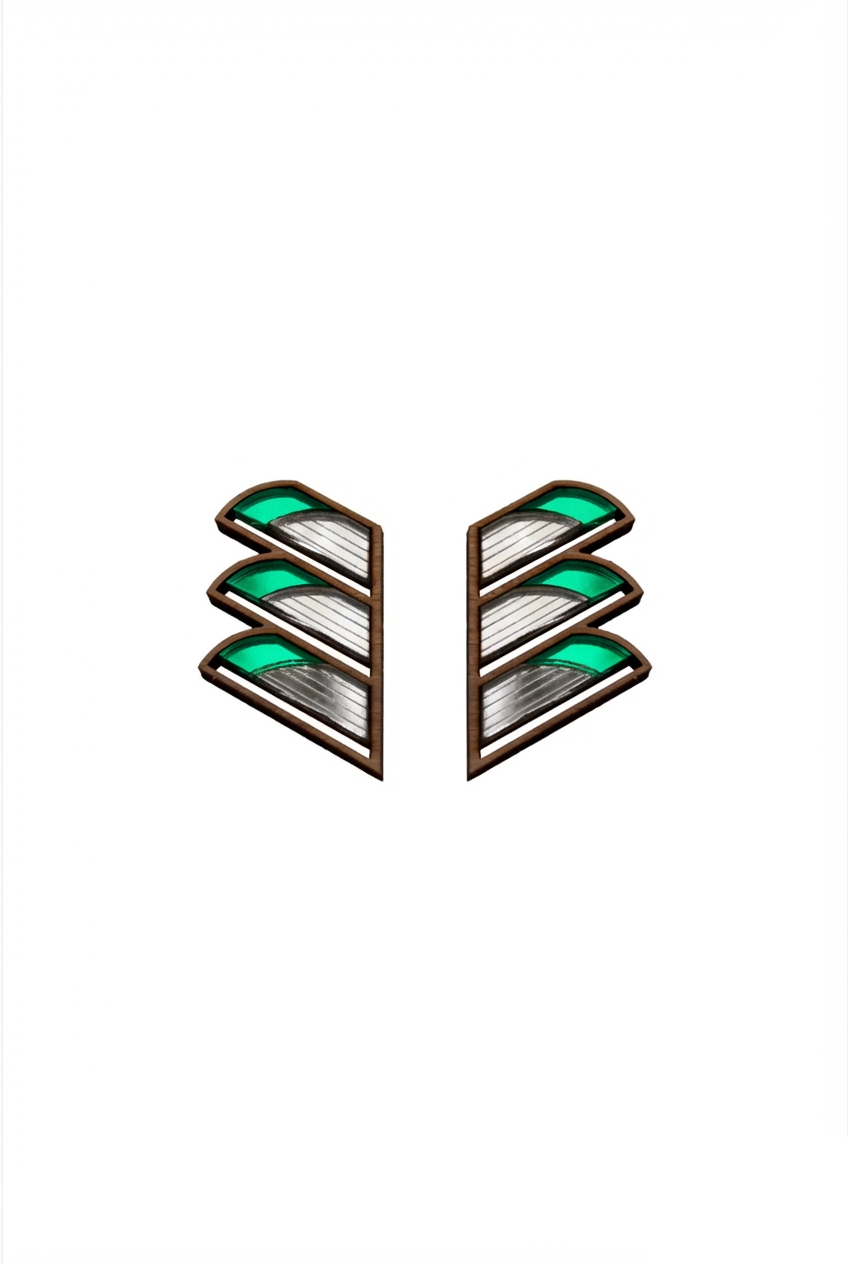 Serrated Balcony Earring - Silver Green