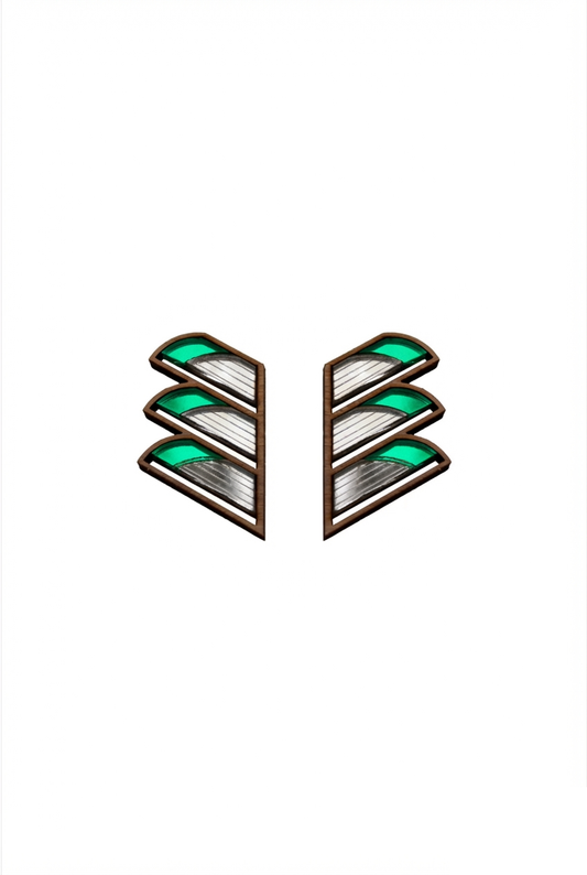Serrated Balcony Earring - Silver Green