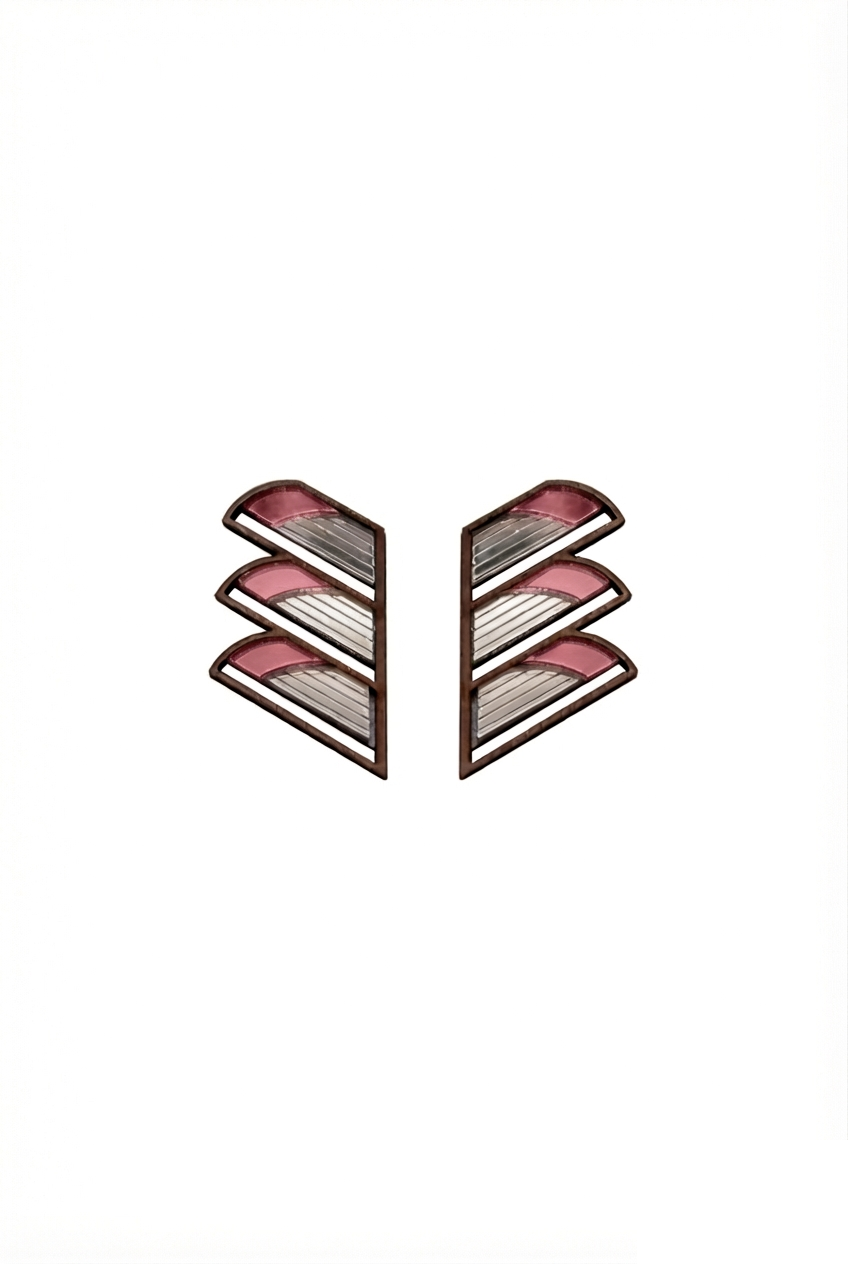 Serrated Balcony Earring - Silver Pink