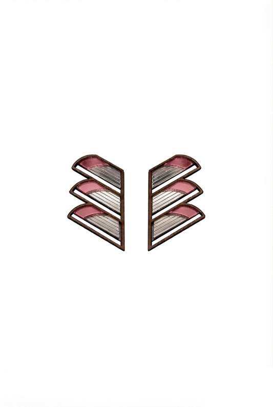 Serrated Balcony Earring - Silver Pink