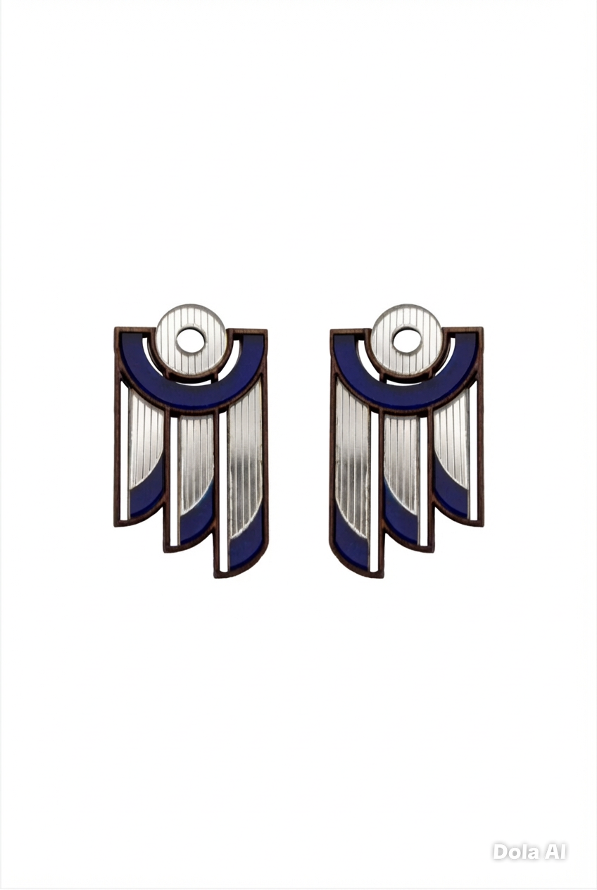 Balcony Earrings Silver and Navy
