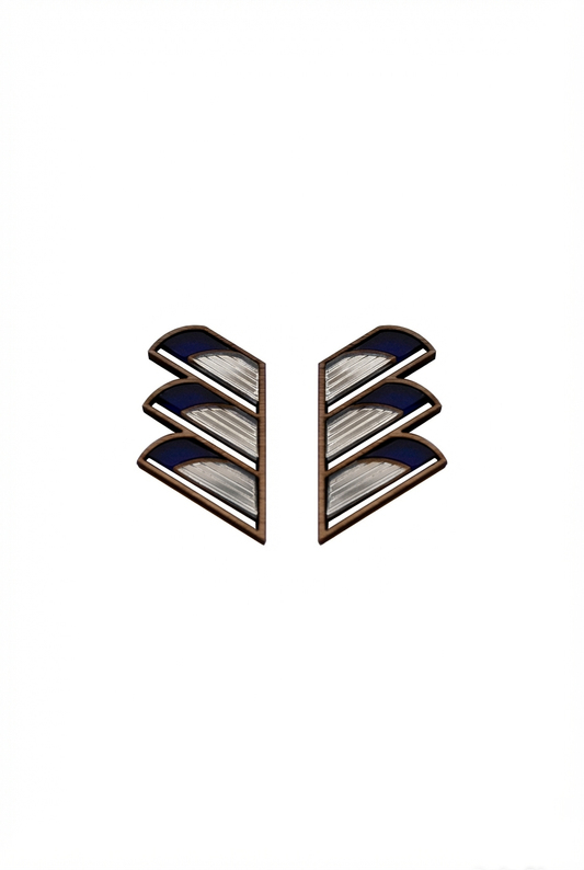 Serrated Balcony Earring - Silver Navy