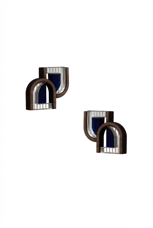 Arch Window Stud - Silver Navy
