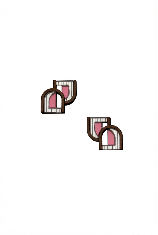 Arch Window Stud - Silver Pink