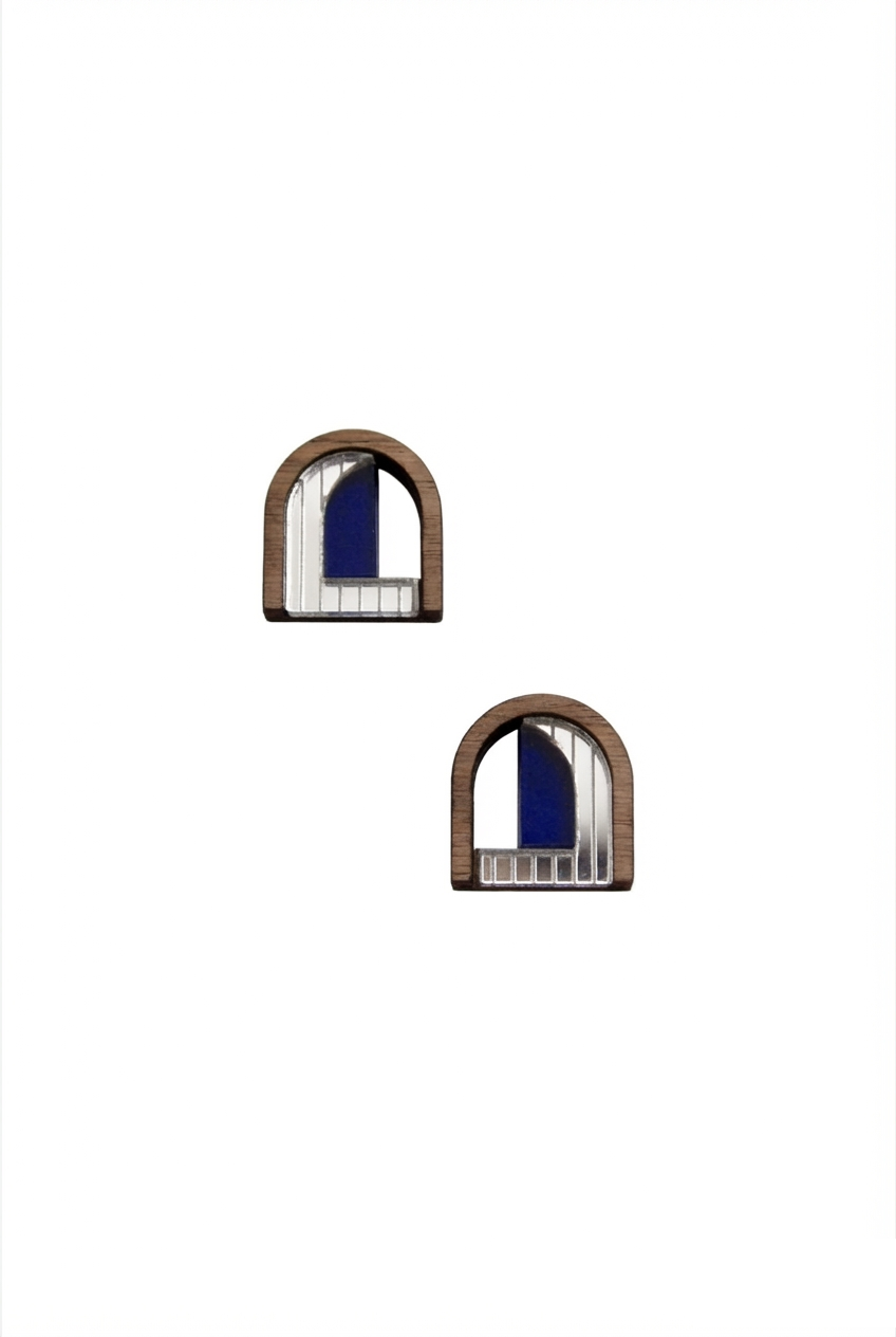 Mini Window Stud - Silver Navy