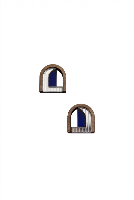 Mini Window Stud - Silver Navy