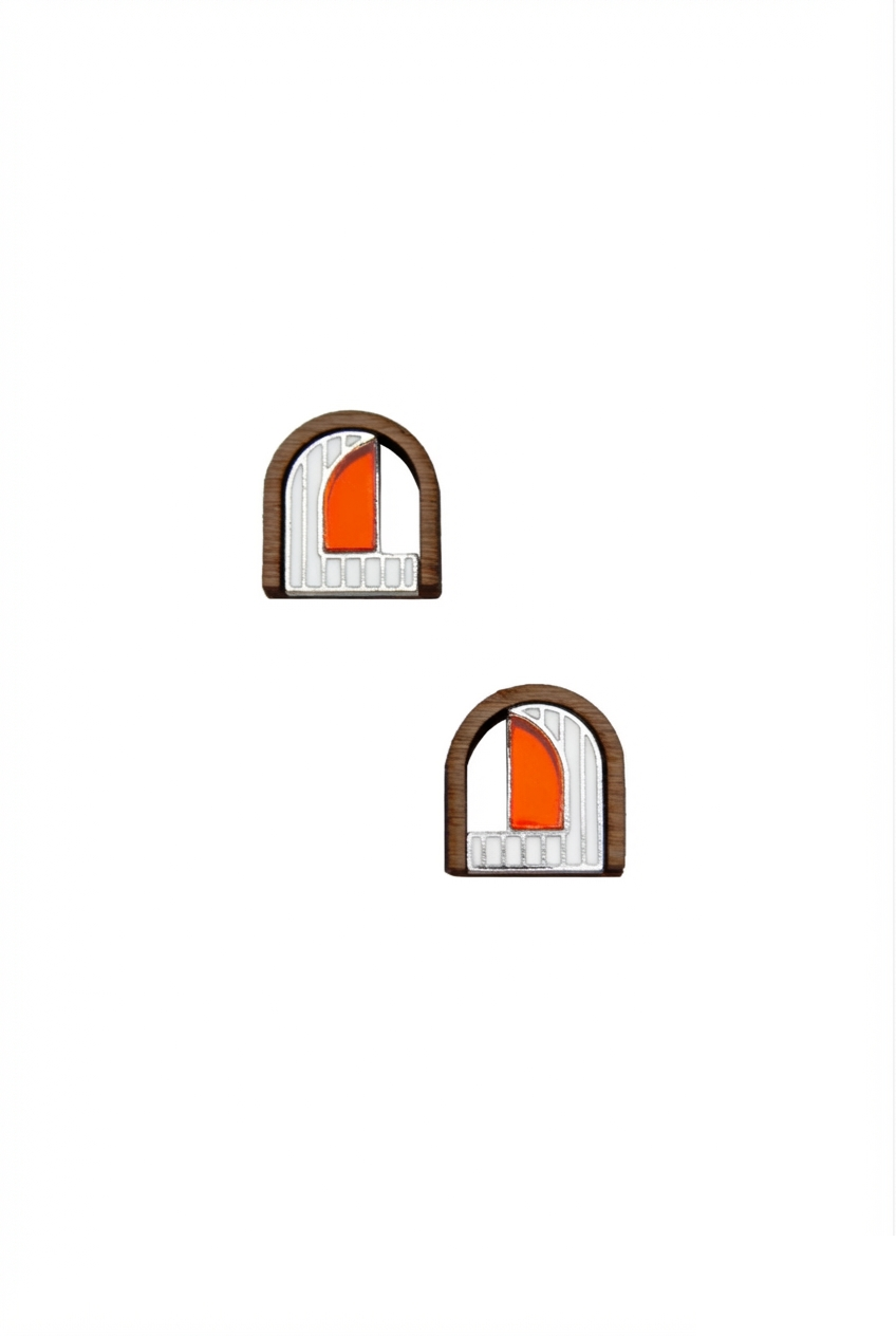 Mini Window Stud - Silver Orange