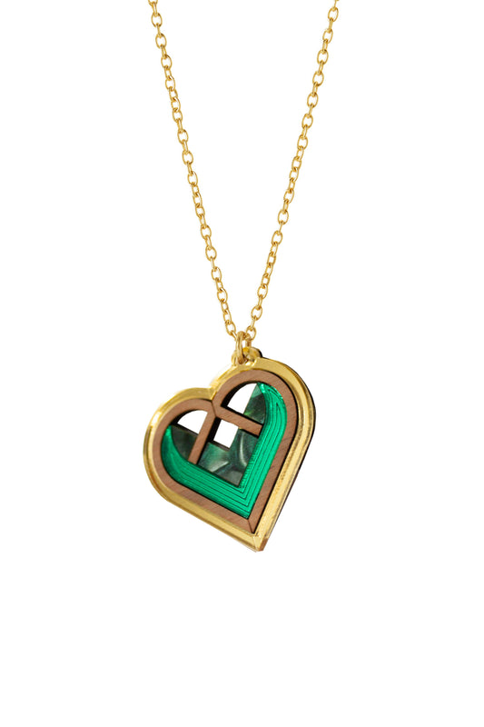 Jaan Heart Necklace - Jade Gold