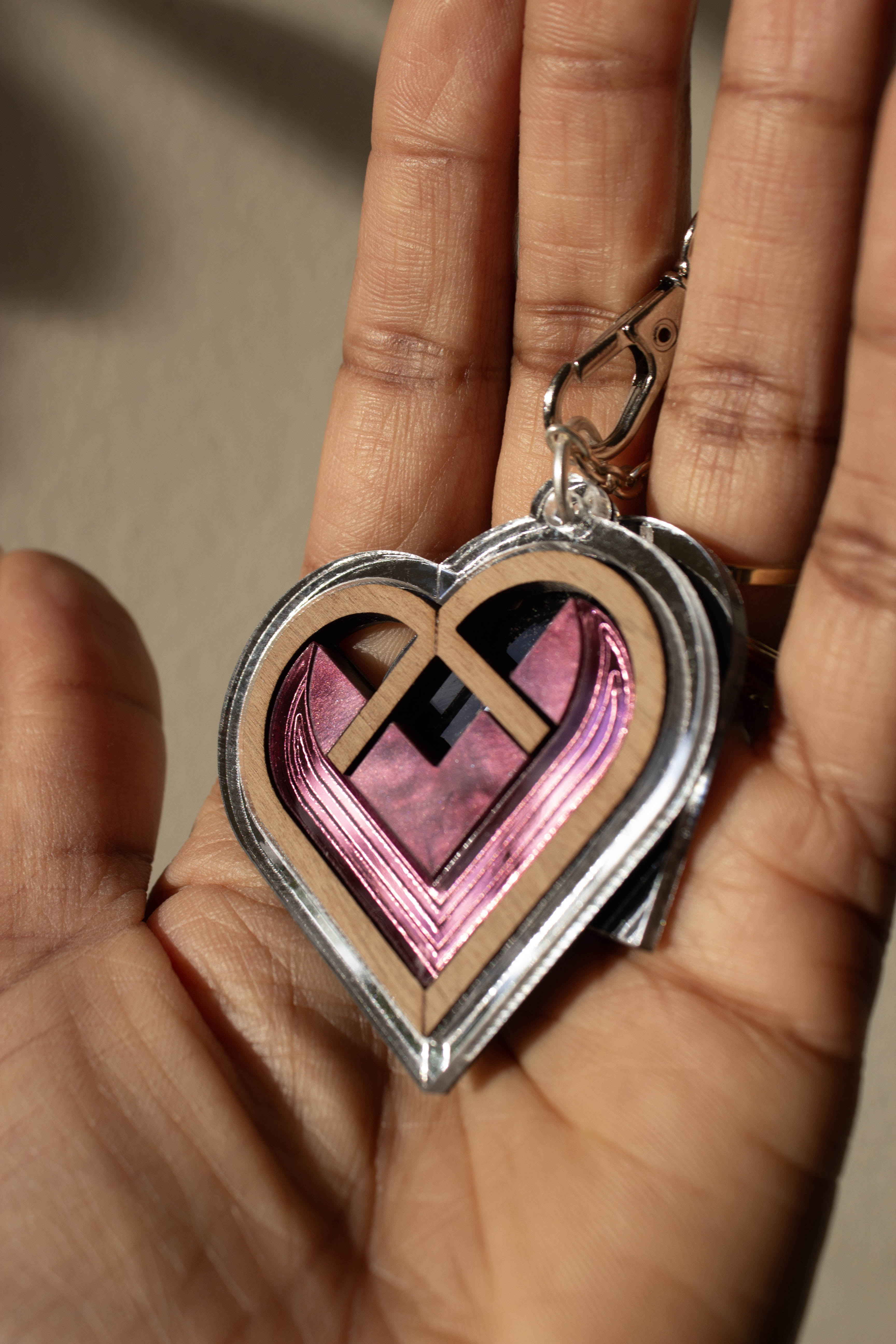 Jaan Heart Bag Charm - Rosewater – CHALK JEWELLERY