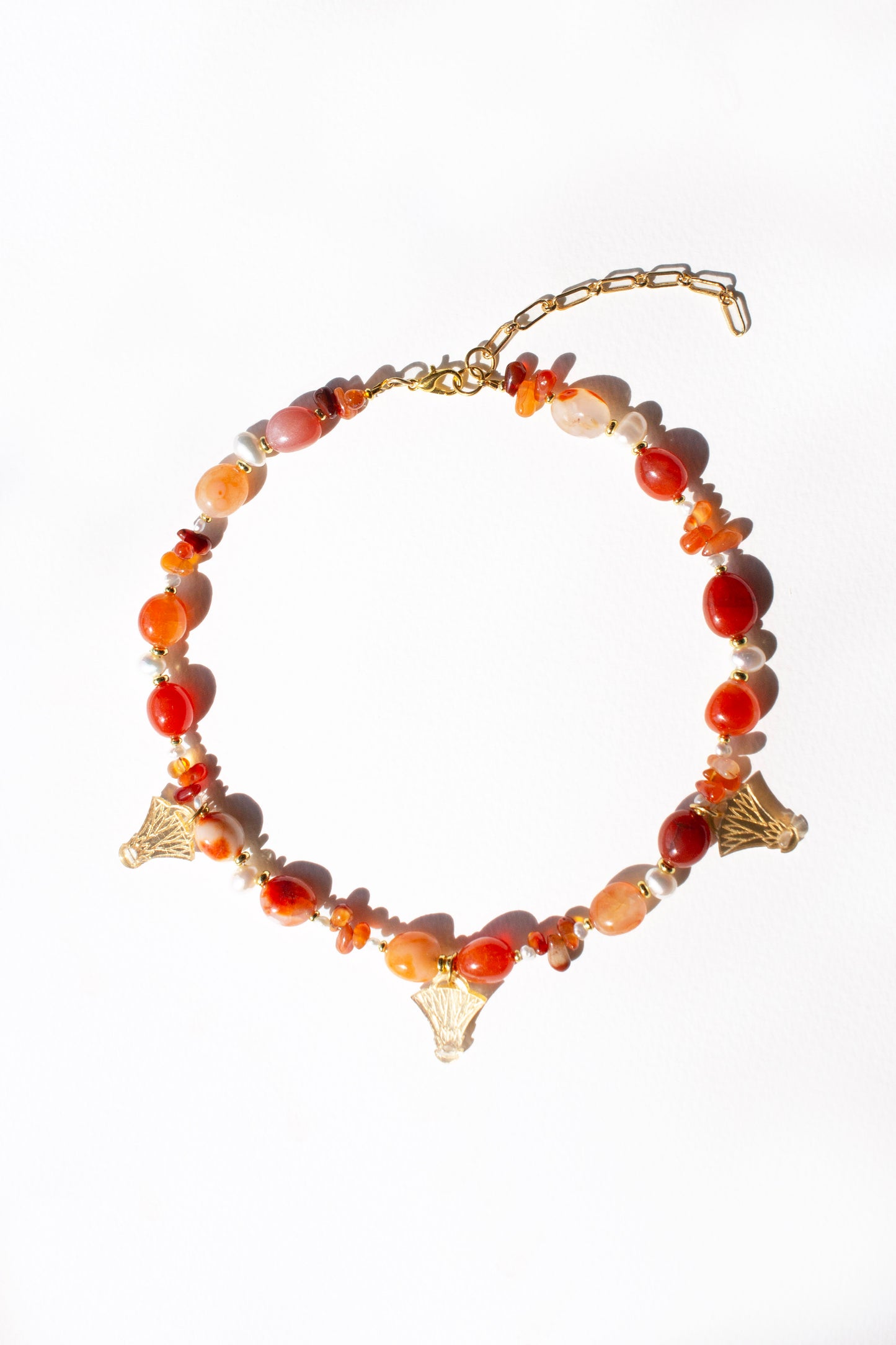 Kiya Beaded Necklace - Pearl & Carnelian