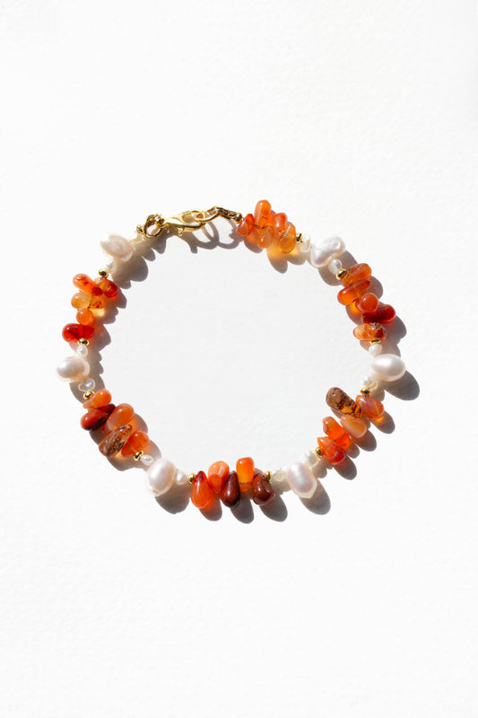 Kiya Beaded Bracelet - Pearl & Carnelian