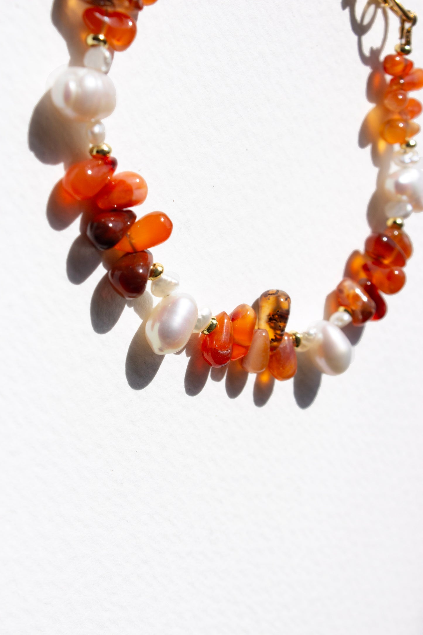 Kiya Beaded Bracelet - Pearl & Carnelian