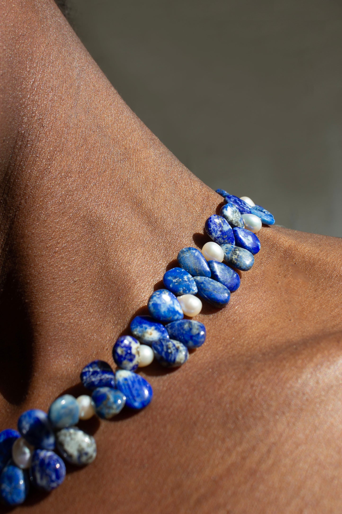 Ayesha Lapis & Pearl Beaded Necklace