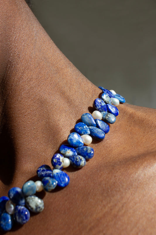 Ayesha Lapis & Pearl Beaded Necklace