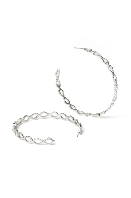 Large Mayan Hoops Silver