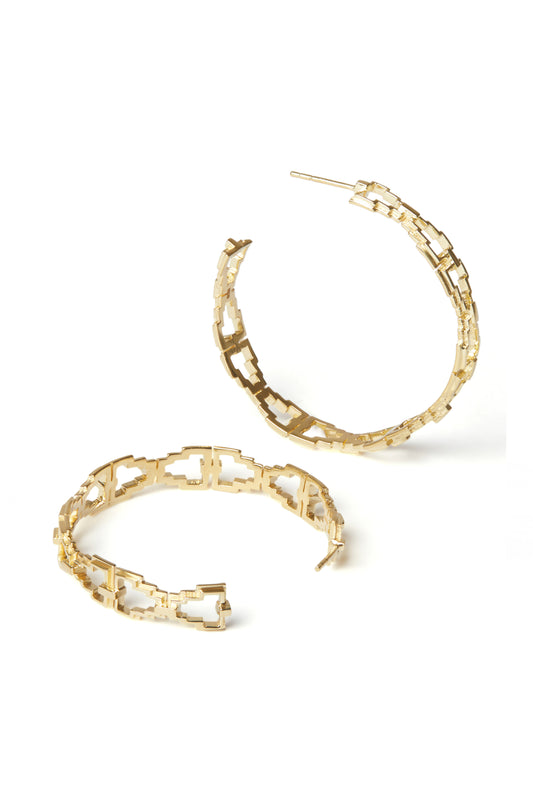 Mayan Hoops - Medium Gold
