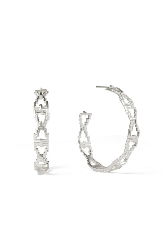 Mayan Hoops - Silver Medium