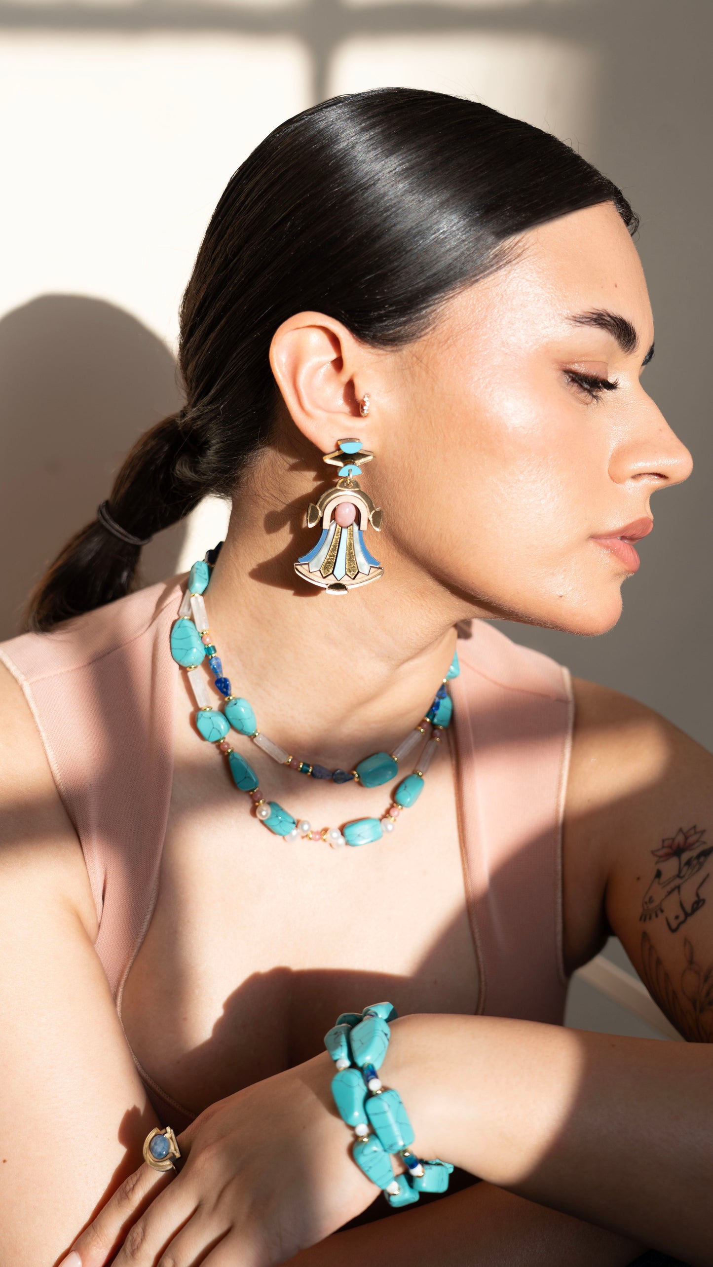 Cleopatra Earrings - Pink Opal