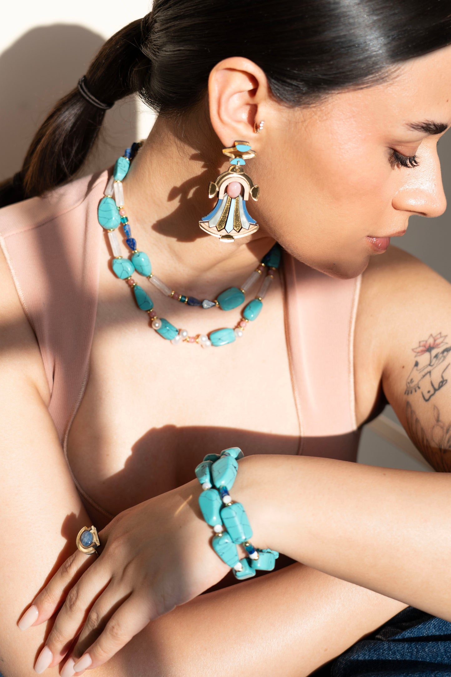Cleopatra Earrings - Pink Opal