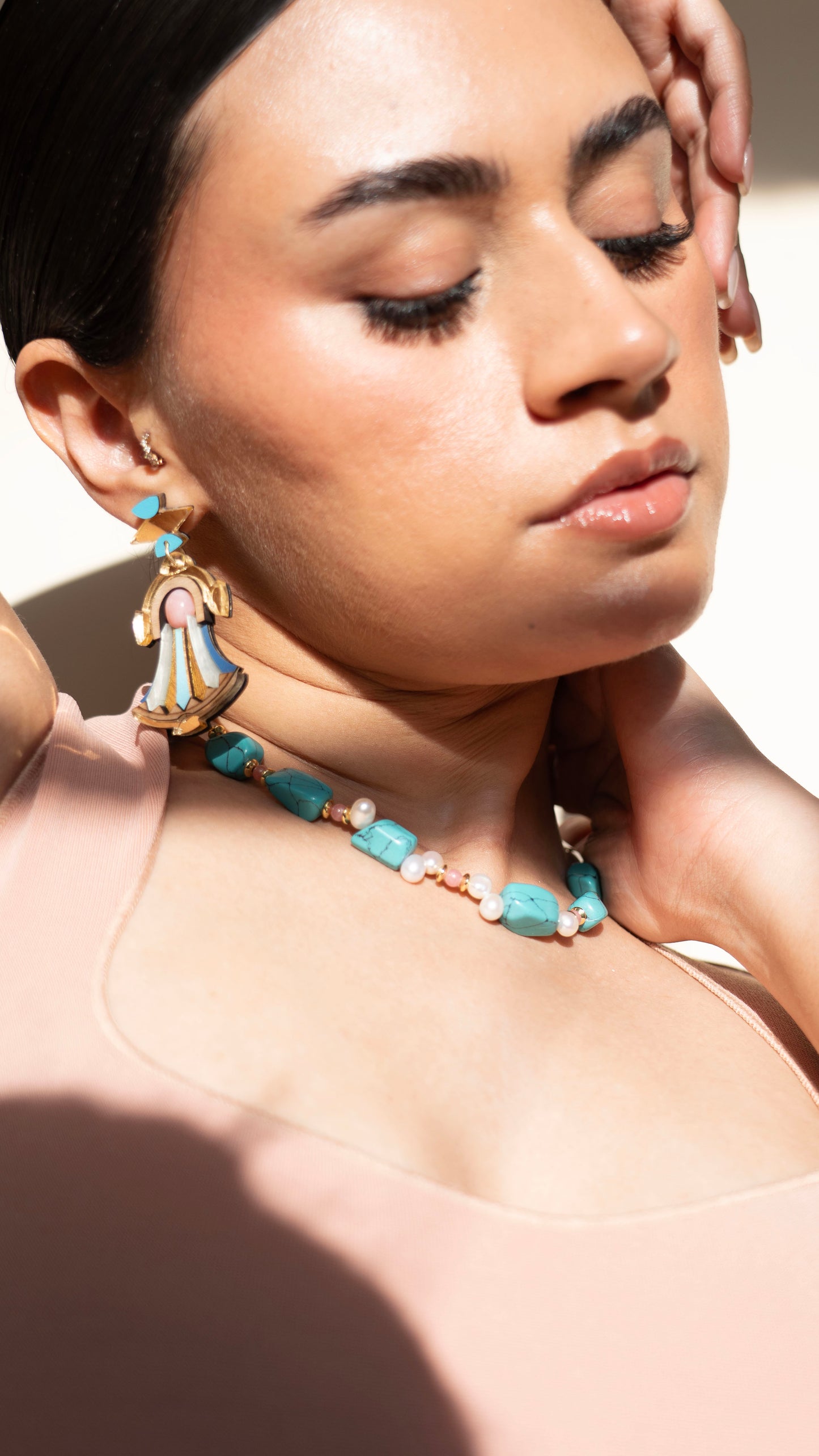 Cleopatra Earrings - Pink Opal