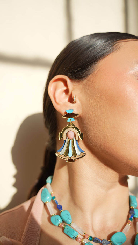 Cleopatra Earrings - Pink Opal